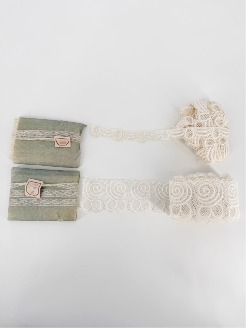 Vintage Style Lace Trim Lot White Off White Scalloped Floral Eyelet 4 Rolls